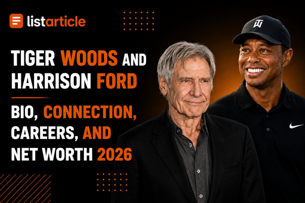 Tiger Woods and Harrison Ford: Bio, Connection, Careers, and Net Worth 2026
